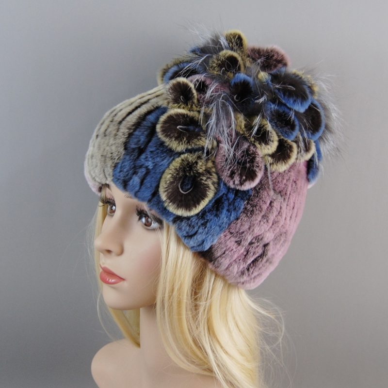 New Luxury Women Fur Hat For Winter Handmade Natural Rex Rabbit Fox Fur Cap Russian Female Fur Headgear Brand Warm Beanies Cap - Image 18