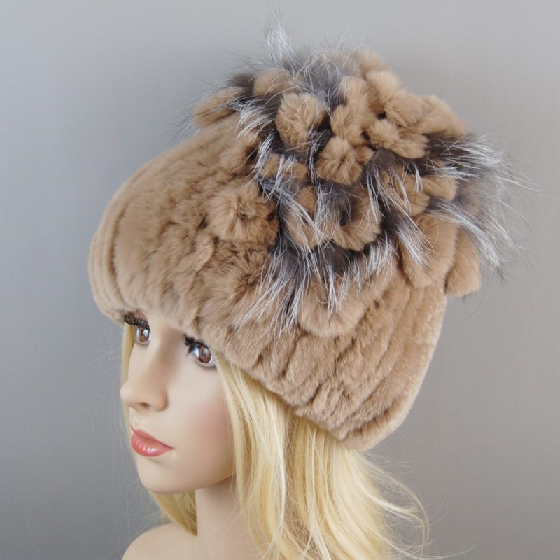 New Luxury Women Fur Hat For Winter Handmade Natural Rex Rabbit Fox Fur Cap Russian Female Fur Headgear Brand Warm Beanies Cap - Image 21