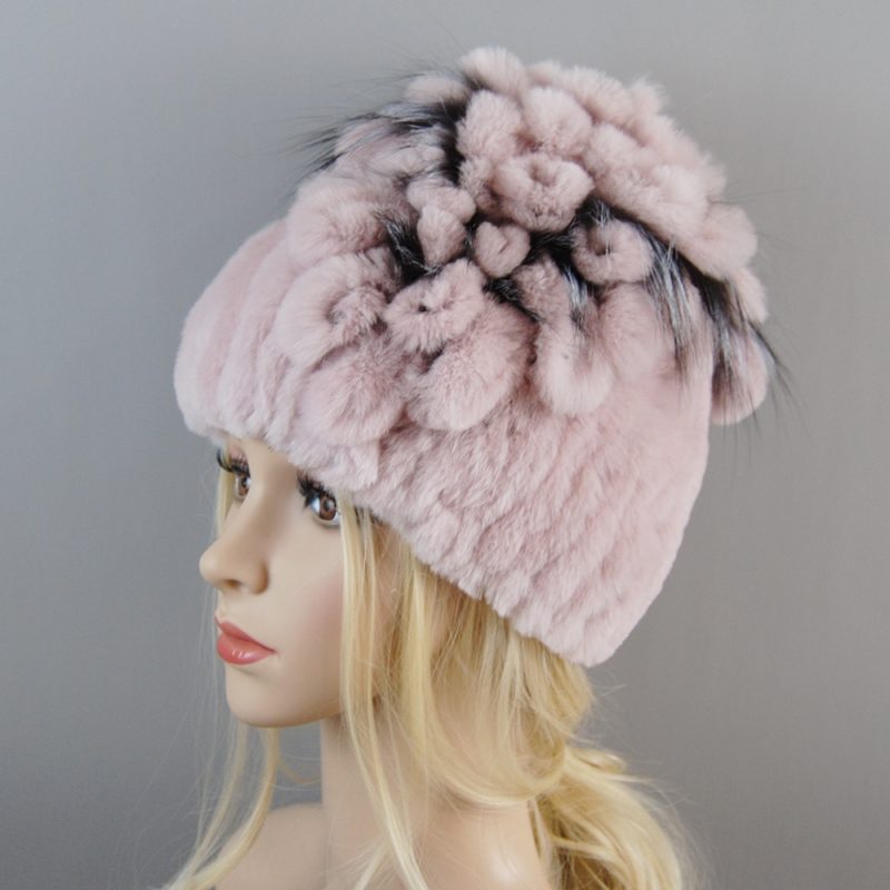 New Luxury Women Fur Hat For Winter Handmade Natural Rex Rabbit Fox Fur Cap Russian Female Fur Headgear Brand Warm Beanies Cap - Image 22