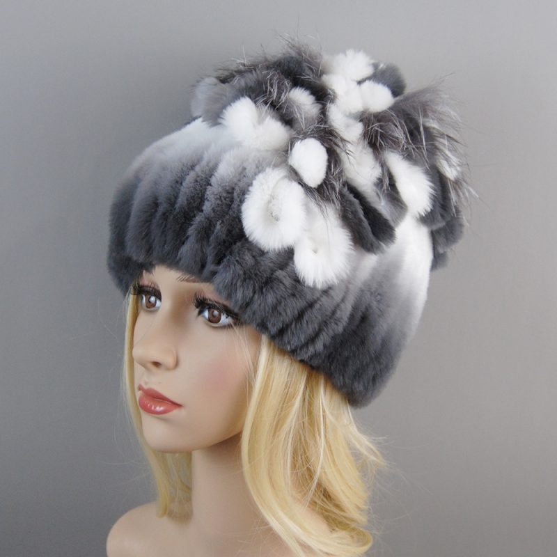 New Luxury Women Fur Hat For Winter Handmade Natural Rex Rabbit Fox Fur Cap Russian Female Fur Headgear Brand Warm Beanies Cap - Image 25