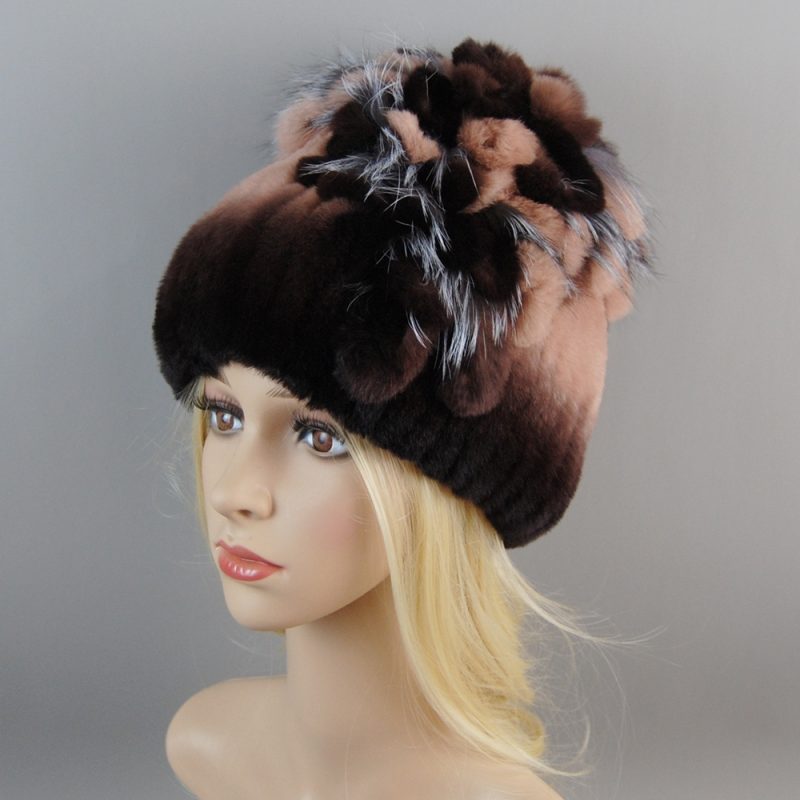 New Luxury Women Fur Hat For Winter Handmade Natural Rex Rabbit Fox Fur Cap Russian Female Fur Headgear Brand Warm Beanies Cap - Image 31