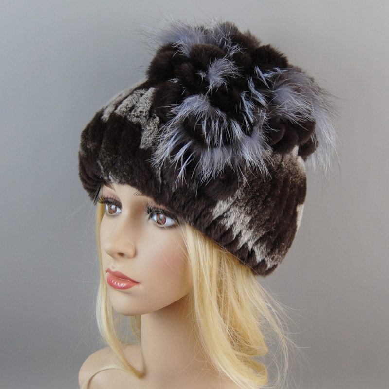 New Luxury Women Fur Hat For Winter Handmade Natural Rex Rabbit Fox Fur Cap Russian Female Fur Headgear Brand Warm Beanies Cap - Image 33