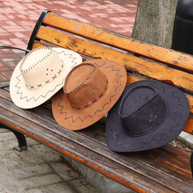 Women Men Cowboy Hat Western Suede Cowgirl Hats Fashion West Fancy Dress Party Headwear Unisex Cap - Image 2