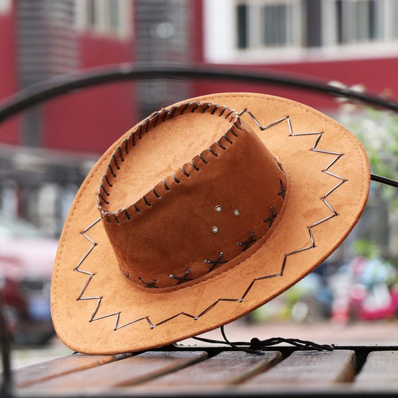 Women Men Cowboy Hat Western Suede Cowgirl Hats Fashion West Fancy Dress Party Headwear Unisex Cap - Image 3