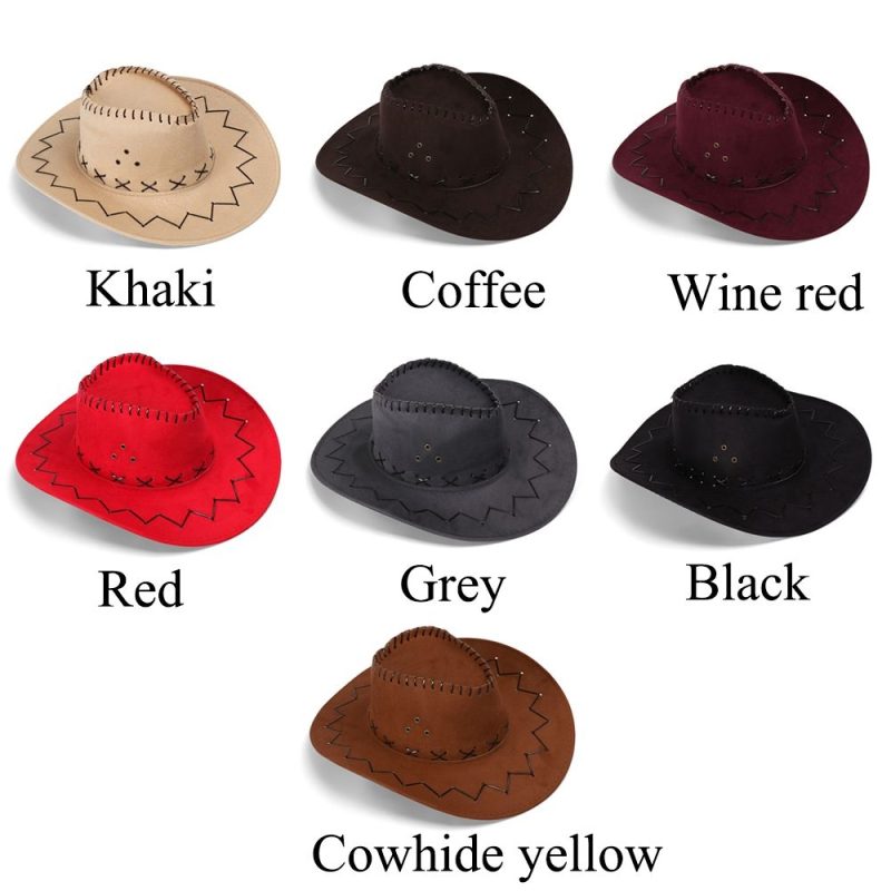 Women Men Cowboy Hat Western Suede Cowgirl Hats Fashion West Fancy Dress Party Headwear Unisex Cap - Image 5