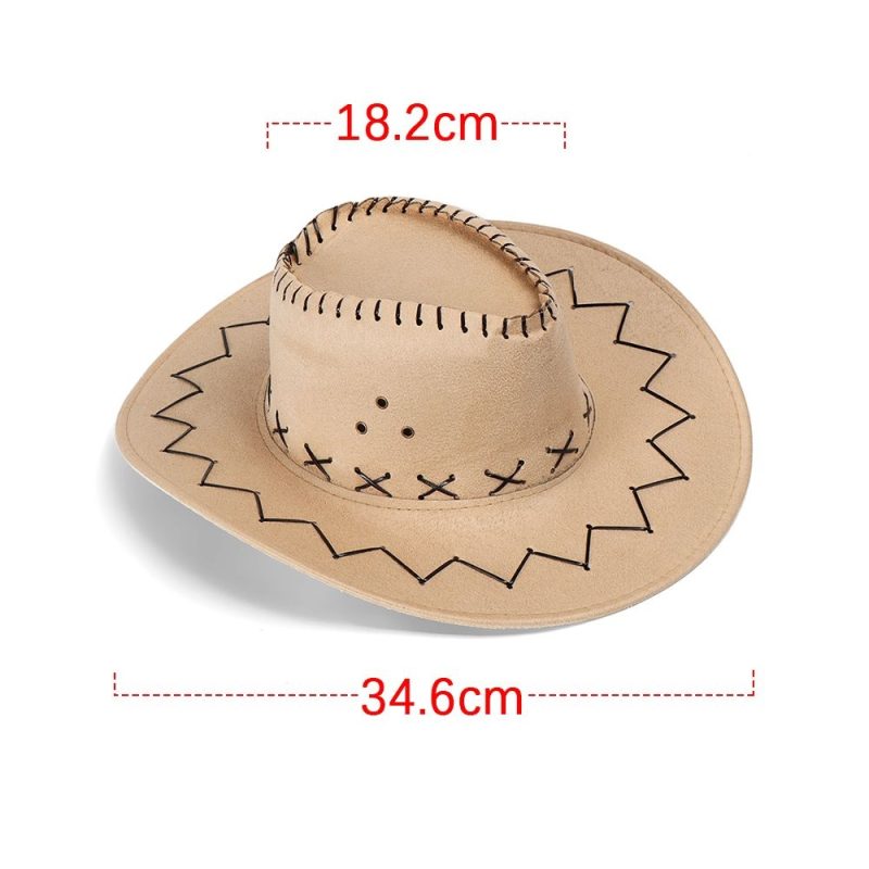 Women Men Cowboy Hat Western Suede Cowgirl Hats Fashion West Fancy Dress Party Headwear Unisex Cap - Image 6