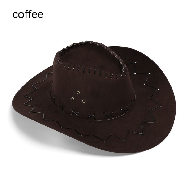 Women Men Cowboy Hat Western Suede Cowgirl Hats Fashion West Fancy Dress Party Headwear Unisex Cap - Image 7