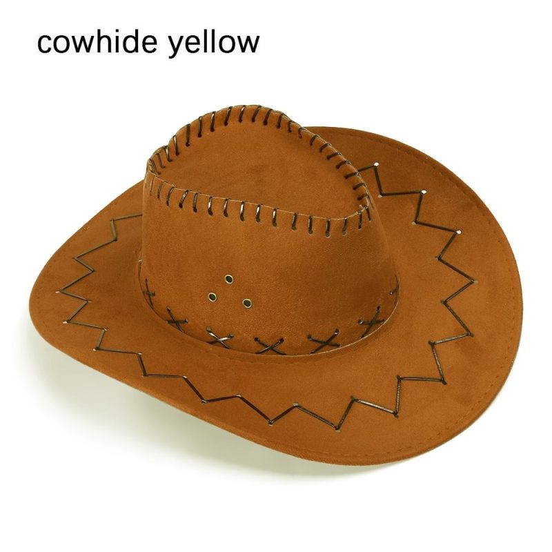 Women Men Cowboy Hat Western Suede Cowgirl Hats Fashion West Fancy Dress Party Headwear Unisex Cap - Image 11