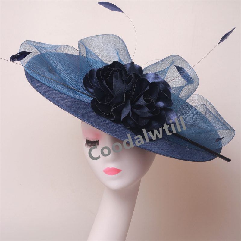 Big Flower Church Fascinator Hat Women Wedding Flower Headpiece Ladies Church Party Chapeau Cap Feather Fascinator Derby Hats - Image 3