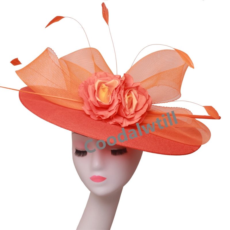 Big Flower Church Fascinator Hat Women Wedding Flower Headpiece Ladies Church Party Chapeau Cap Feather Fascinator Derby Hats - Image 5