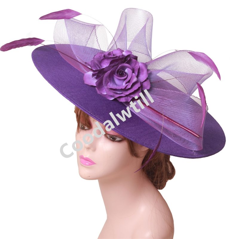 Big Flower Church Fascinator Hat Women Wedding Flower Headpiece Ladies Church Party Chapeau Cap Feather Fascinator Derby Hats - Image 13