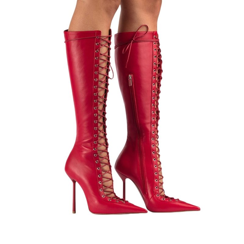2025 Spring/Summer New Lace Short Mesh Cool Boots Side Zipper Banquet Slimming High Heels Sexy Knee Length Women's Boots