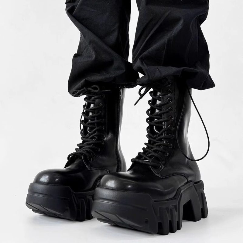 2025 Tooling High Top Men's and Women's Platform Tank Long Tube Tide Big Head Inner Heightening Locomotive Bulldozer Boots - Image 4