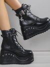 2024 New Boots for Women Fashion Hot Sale Punk Goth Platform Heels Wedge Women's Boots Casual Goth Punk Size 43 Women's Shoes