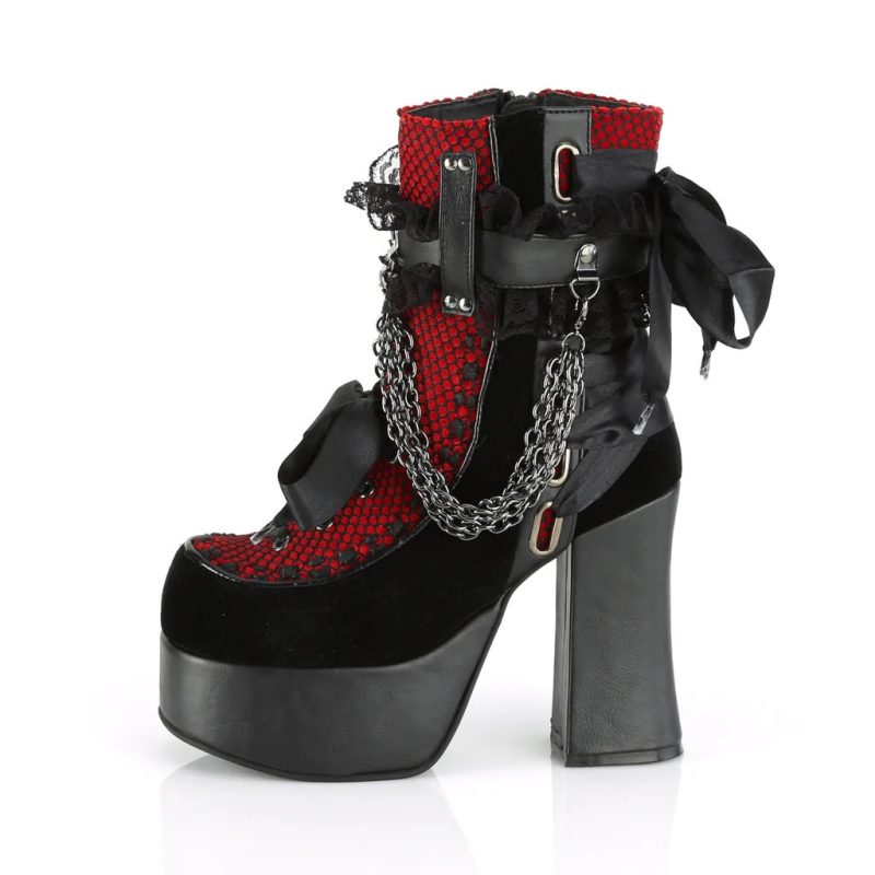 Gothic Style Chain Lace Up Bow Women Short Boots Retro Round Toe Square Heel Chunky Platform Ankle Boots Punk Ladies Party Shoes - Image 8