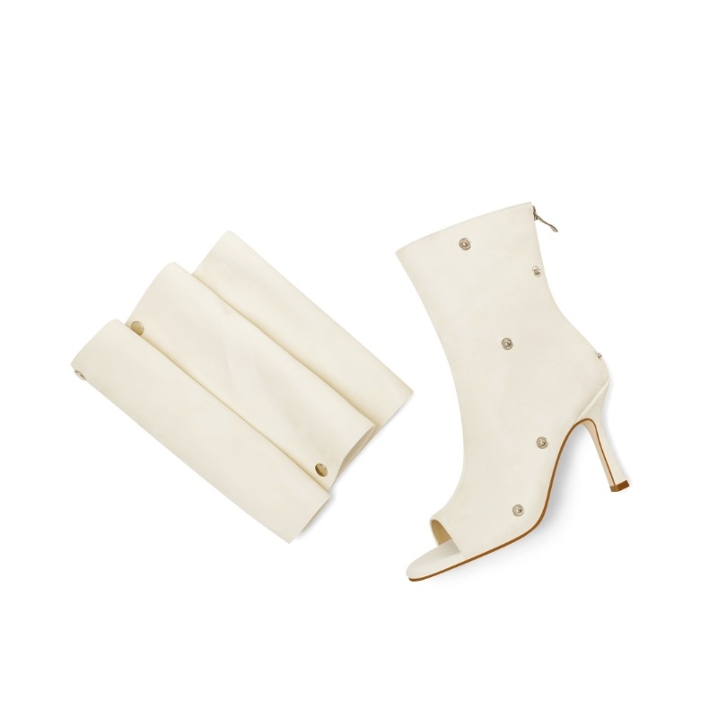 European and American Fashion Hot Girl Slim High Heels, Two Inone, Zipper Folded Short Boots, Women's Spliced Pile Up Cool Boots - Image 5