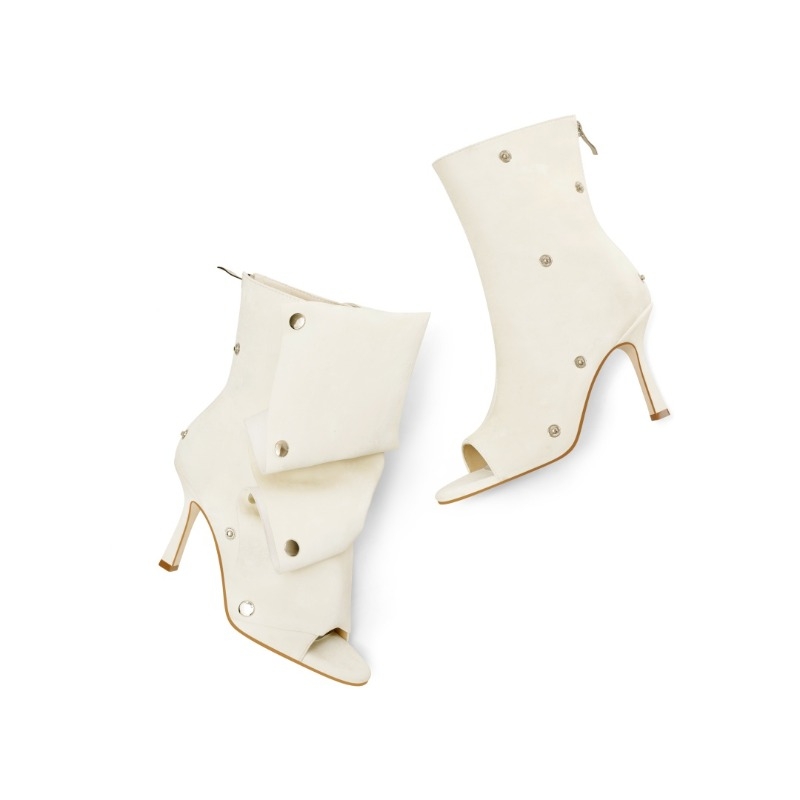 European and American Fashion Hot Girl Slim High Heels, Two Inone, Zipper Folded Short Boots, Women's Spliced Pile Up Cool Boots - Image 6