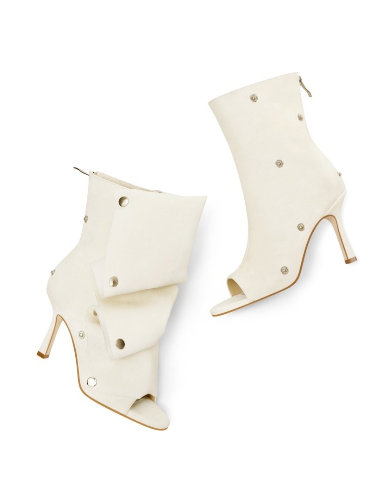 European and American Fashion Hot Girl Slim High Heels, Two Inone, Zipper Folded Short Boots, Women's Spliced Pile Up Cool Boots - Image 8