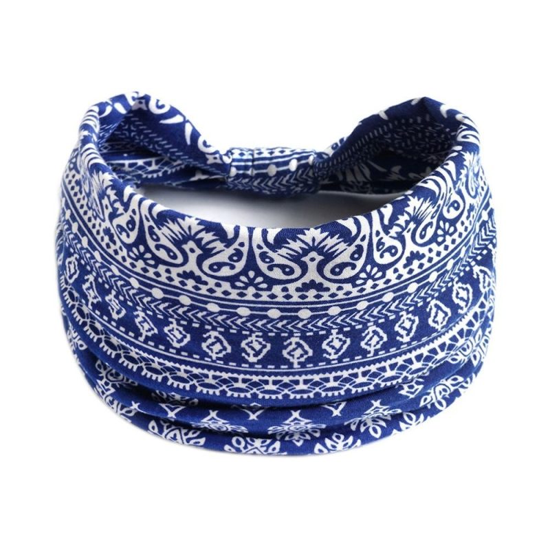 Bohemia Print Wide Headbands New Vintage Elastic Knot Turban Headwrap for Women Girls Soft Print Yoga Bandana Hair Accessories - Image 19