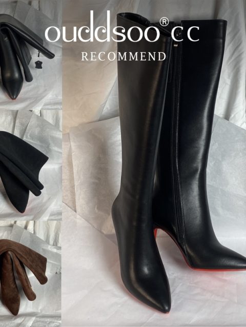 Ods Luxury Designer Sexy Pointed Toe Pole Knee High Brown Black Leather Red Sole Botas Mujer Boots For Women 8 10cm Big 41434546