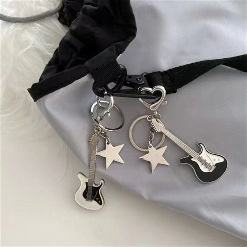 Guitar Love Heart Star Key Chain for Men Women Sweet Cool Trendy Fashion Pendant Keychain Rock Punk Vintage Accessories Gift - Image 3