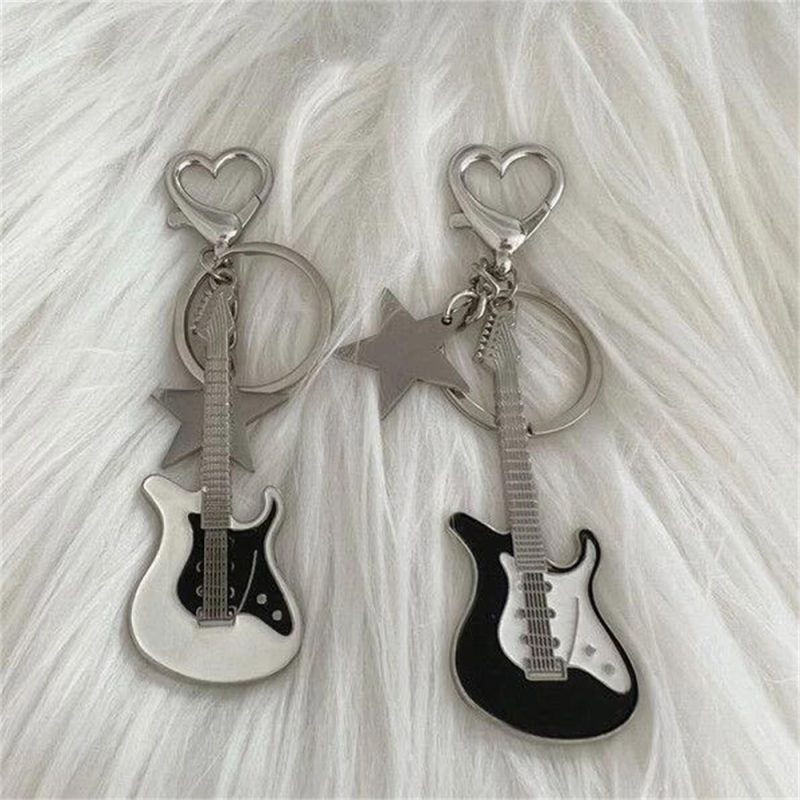 Guitar Love Heart Star Key Chain for Men Women Sweet Cool Trendy Fashion Pendant Keychain Rock Punk Vintage Accessories Gift - Image 4