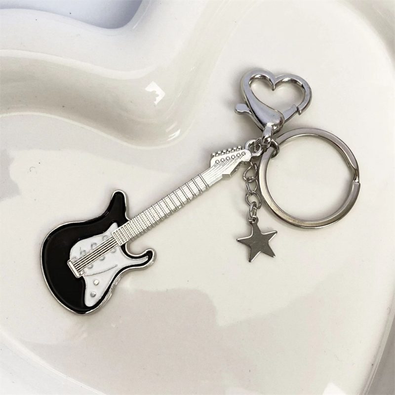Guitar Love Heart Star Key Chain for Men Women Sweet Cool Trendy Fashion Pendant Keychain Rock Punk Vintage Accessories Gift - Image 5
