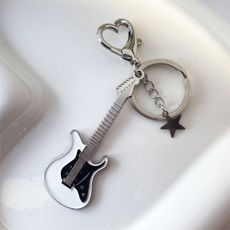 Guitar Love Heart Star Key Chain for Men Women Sweet Cool Trendy Fashion Pendant Keychain Rock Punk Vintage Accessories Gift - Image 6