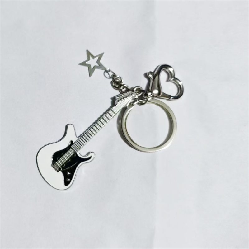 Guitar Love Heart Star Key Chain for Men Women Sweet Cool Trendy Fashion Pendant Keychain Rock Punk Vintage Accessories Gift - Image 8