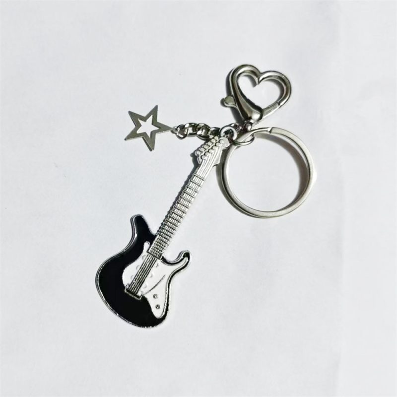 Guitar Love Heart Star Key Chain for Men Women Sweet Cool Trendy Fashion Pendant Keychain Rock Punk Vintage Accessories Gift - Image 9
