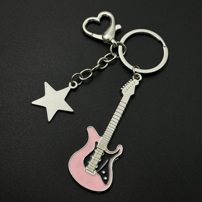 Guitar Love Heart Star Key Chain for Men Women Sweet Cool Trendy Fashion Pendant Keychain Rock Punk Vintage Accessories Gift - Image 11