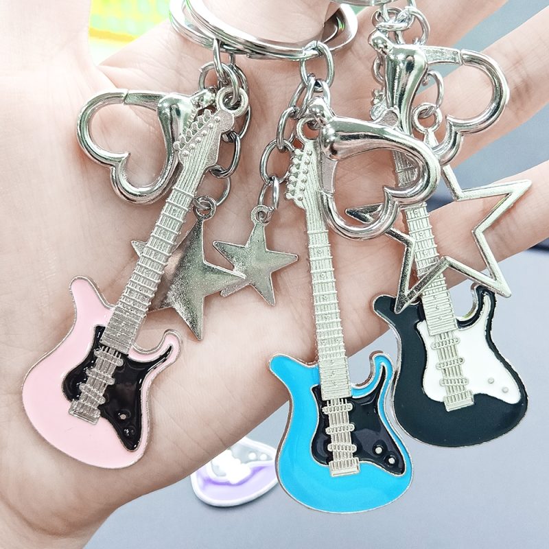 Creative Music Enthusiast Metal Keychain Bass Guitar Pendant Key Ring Accessories Personalized Lover Keyring Cute Small Gift - Image 3