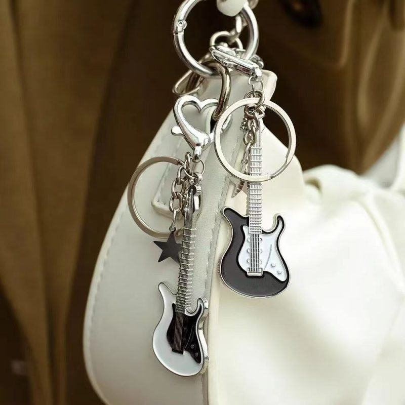 Creative Music Enthusiast Metal Keychain Bass Guitar Pendant Key Ring Accessories Personalized Lover Keyring Cute Small Gift - Image 4