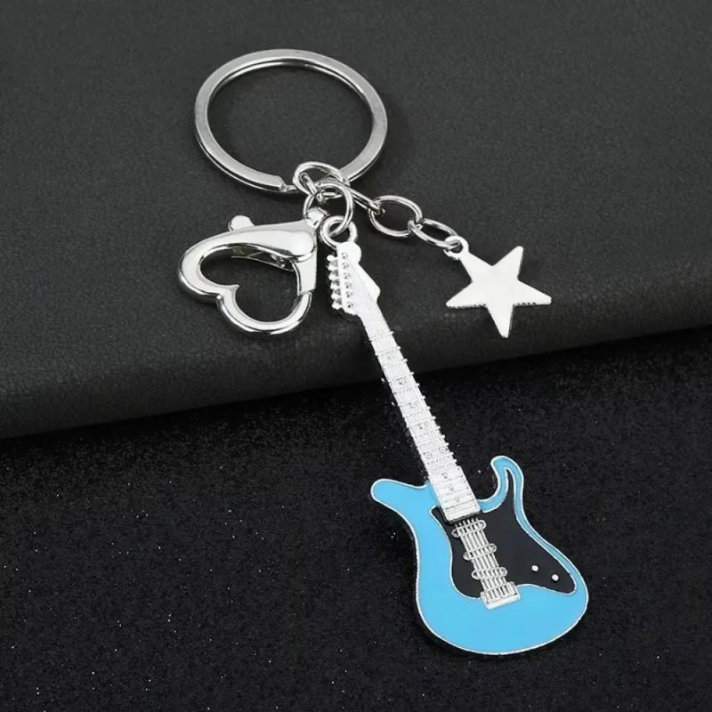 Creative Music Enthusiast Metal Keychain Bass Guitar Pendant Key Ring Accessories Personalized Lover Keyring Cute Small Gift - Image 5