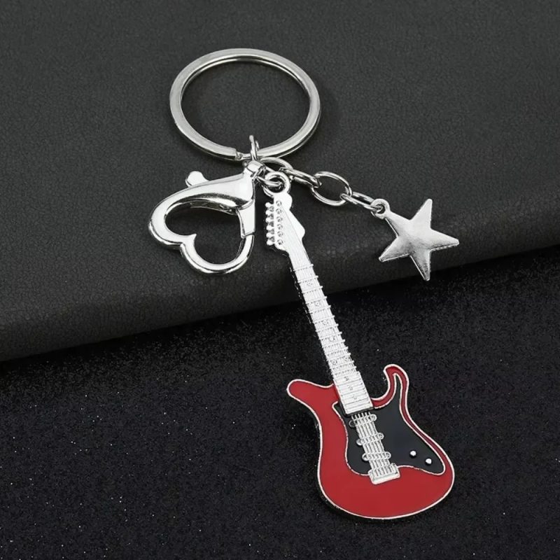 Creative Music Enthusiast Metal Keychain Bass Guitar Pendant Key Ring Accessories Personalized Lover Keyring Cute Small Gift - Image 6