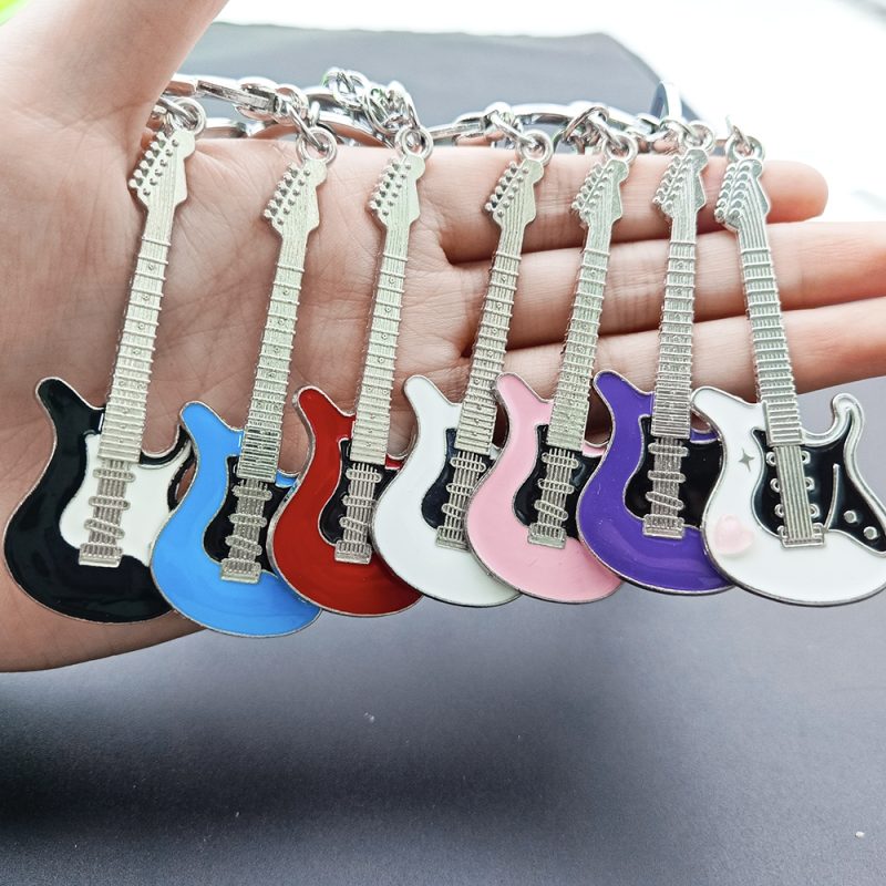 Creative Music Enthusiast Metal Keychain Bass Guitar Pendant Key Ring Accessories Personalized Lover Keyring Cute Small Gift - Image 2