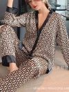 Autumn New Women's Long-sleeved Pants Cardigan Simulation Silk Loose Lapel Women's Homewear Pajamas Set Women's Ice Silk Pajamas