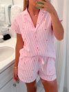 Women 2 Piece Pajama Set Fruit Print Long Sleeves Button Shirt and Elastic Waist Pants Cotton Loungewear Soft Sleepwear