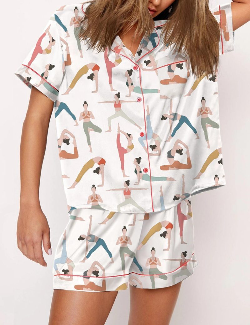 Y2k Bow Boots Print Satin Pajamas Short Set For Valentine's Day Satin Silk Pjs Sleepwear Loungewear Lounge Set for Women - Image 7