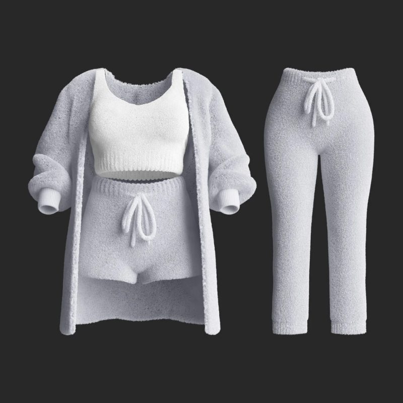 4 Pcs/Set Womens Cosy Outfits O Neck Cropped Tank Tops Long Sleeve Fleece Warm Hooded Comfortable Loungewear - Image 2