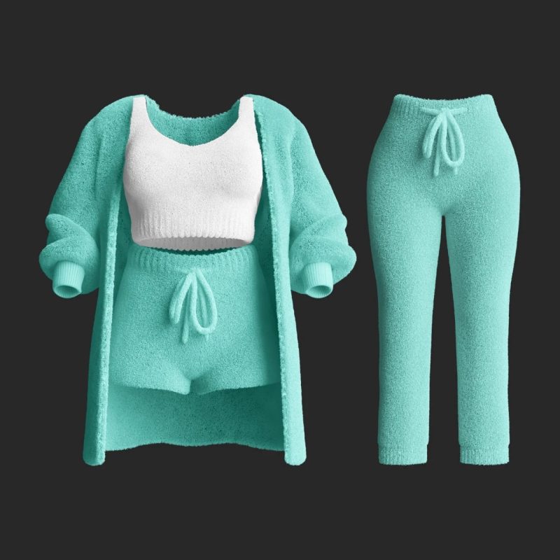 4 Pcs/Set Womens Cosy Outfits O Neck Cropped Tank Tops Long Sleeve Fleece Warm Hooded Comfortable Loungewear - Image 5