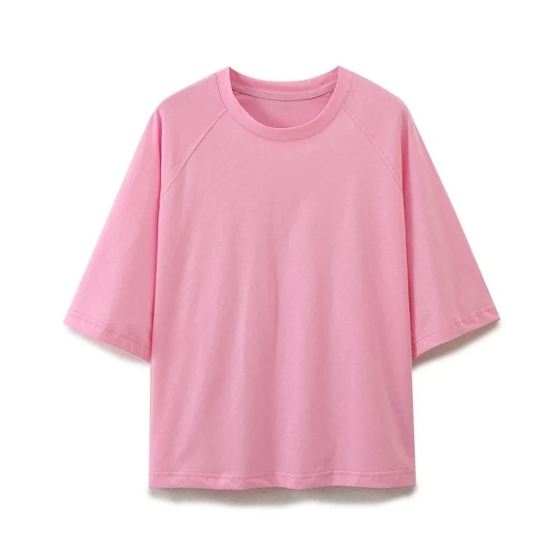 TRAFZA Women Casual Solid Sports Set Summer O Neck T-Shirt Loose Short Sleeve Tops Female Drawstring High Waist Jogging Pants - Image 7