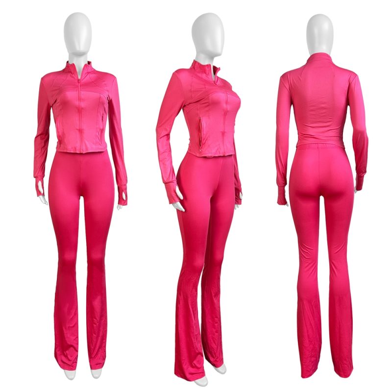Fall Women Sport Loungewear Sexy Tight Long Sleeve Flared Pants Two Piece Set Active Gym 2 Piece Matching Sets Tracksuit Outfits - Image 5