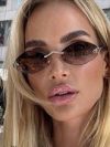 2025 New Fashion Sunglasses Women Retro Brand Design Metal Small Diamond Frame Vintage Rhombus Rimless Shades Men Glasses