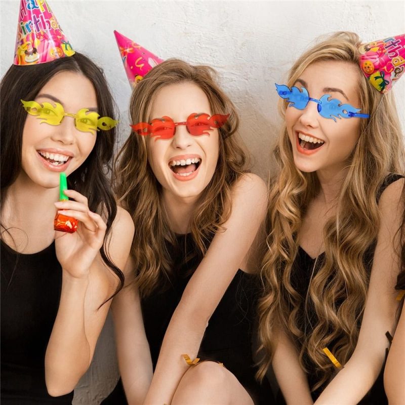 Fire Flame Sunglasses Women Designer Rimless One Piece Sun Glasses 2025 Trending gafas UV400 Shades Candy Color Party Eyewear - Image 3