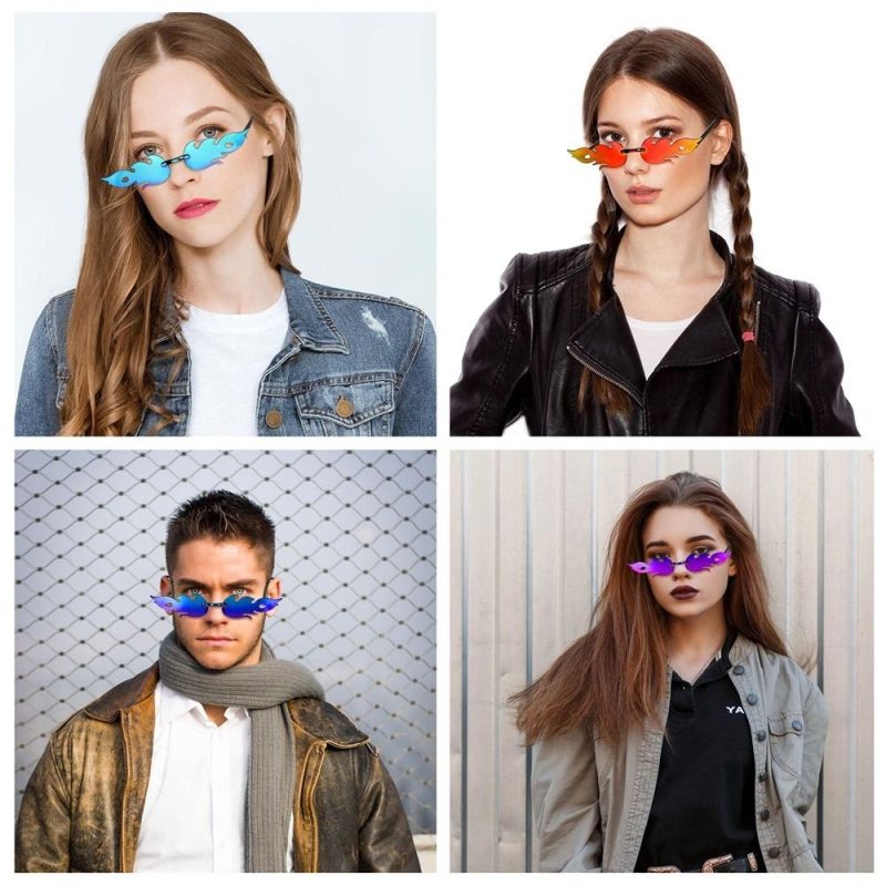 Fire Flame Sunglasses Women Designer Rimless One Piece Sun Glasses 2025 Trending gafas UV400 Shades Candy Color Party Eyewear - Image 6
