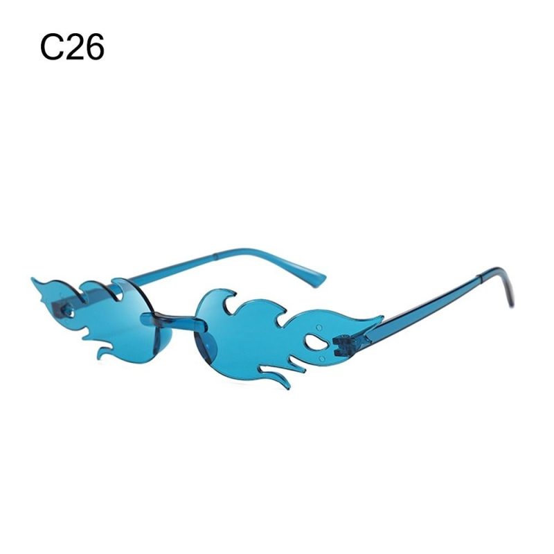 Fire Flame Sunglasses Women Designer Rimless One Piece Sun Glasses 2025 Trending gafas UV400 Shades Candy Color Party Eyewear - Image 32