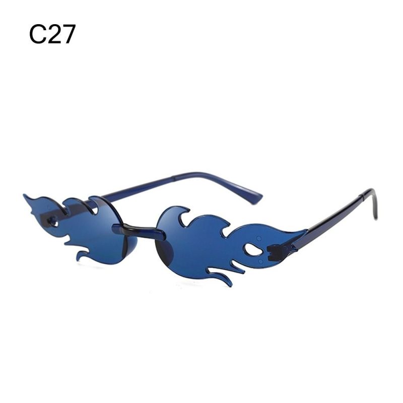 Fire Flame Sunglasses Women Designer Rimless One Piece Sun Glasses 2025 Trending gafas UV400 Shades Candy Color Party Eyewear - Image 33