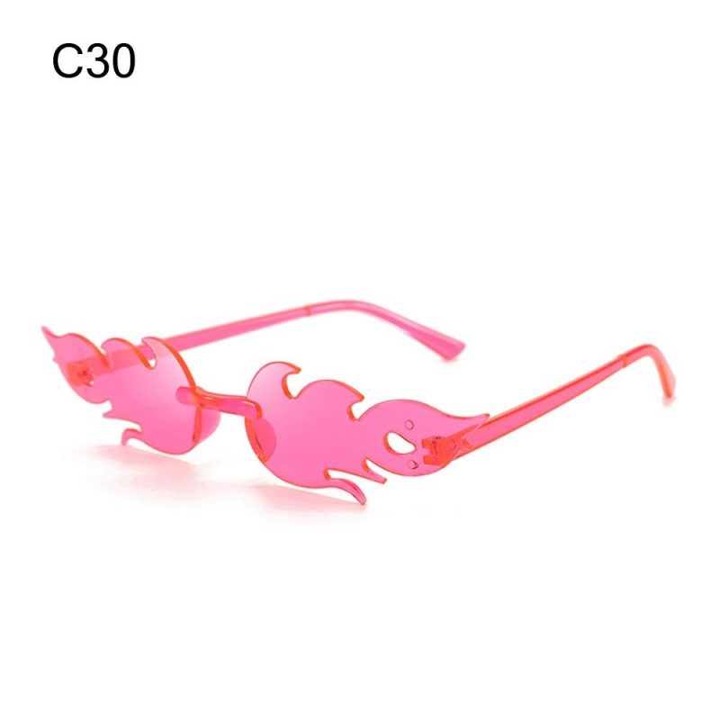 Fire Flame Sunglasses Women Designer Rimless One Piece Sun Glasses 2025 Trending gafas UV400 Shades Candy Color Party Eyewear - Image 36