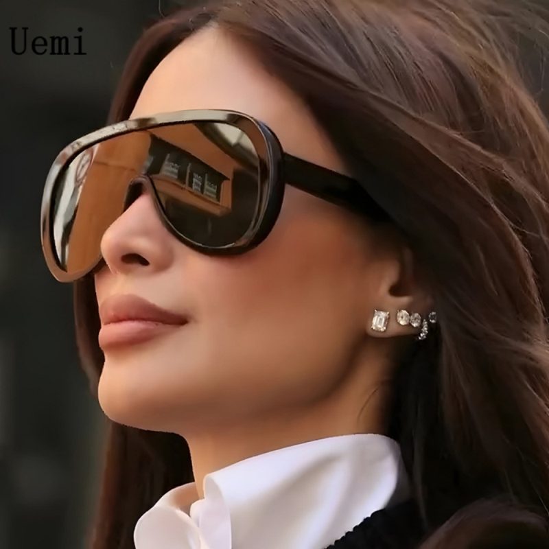 2025 New Fashion Pilot One-Piece Oversized Sunglasses Women Men Retro Luxury Designer Sun Glasses Trending Shades UV400 Eyeglass